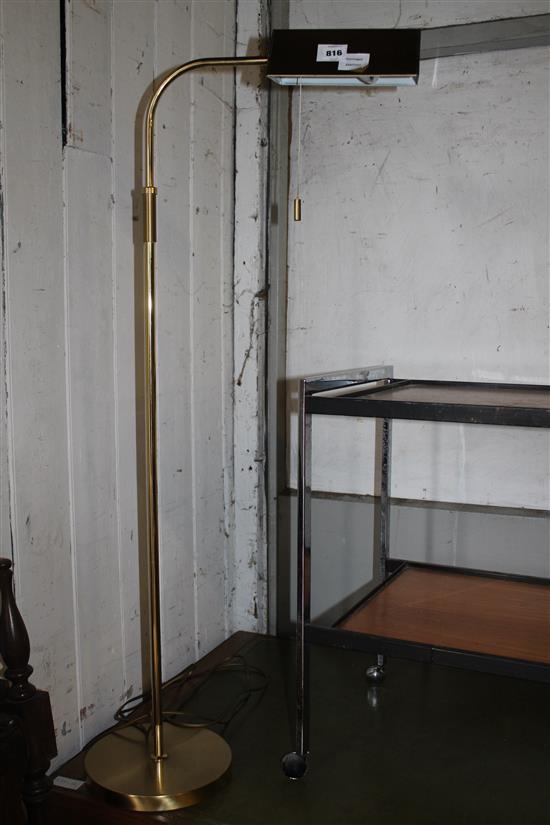 Brass telescopic lamp standard, with shade